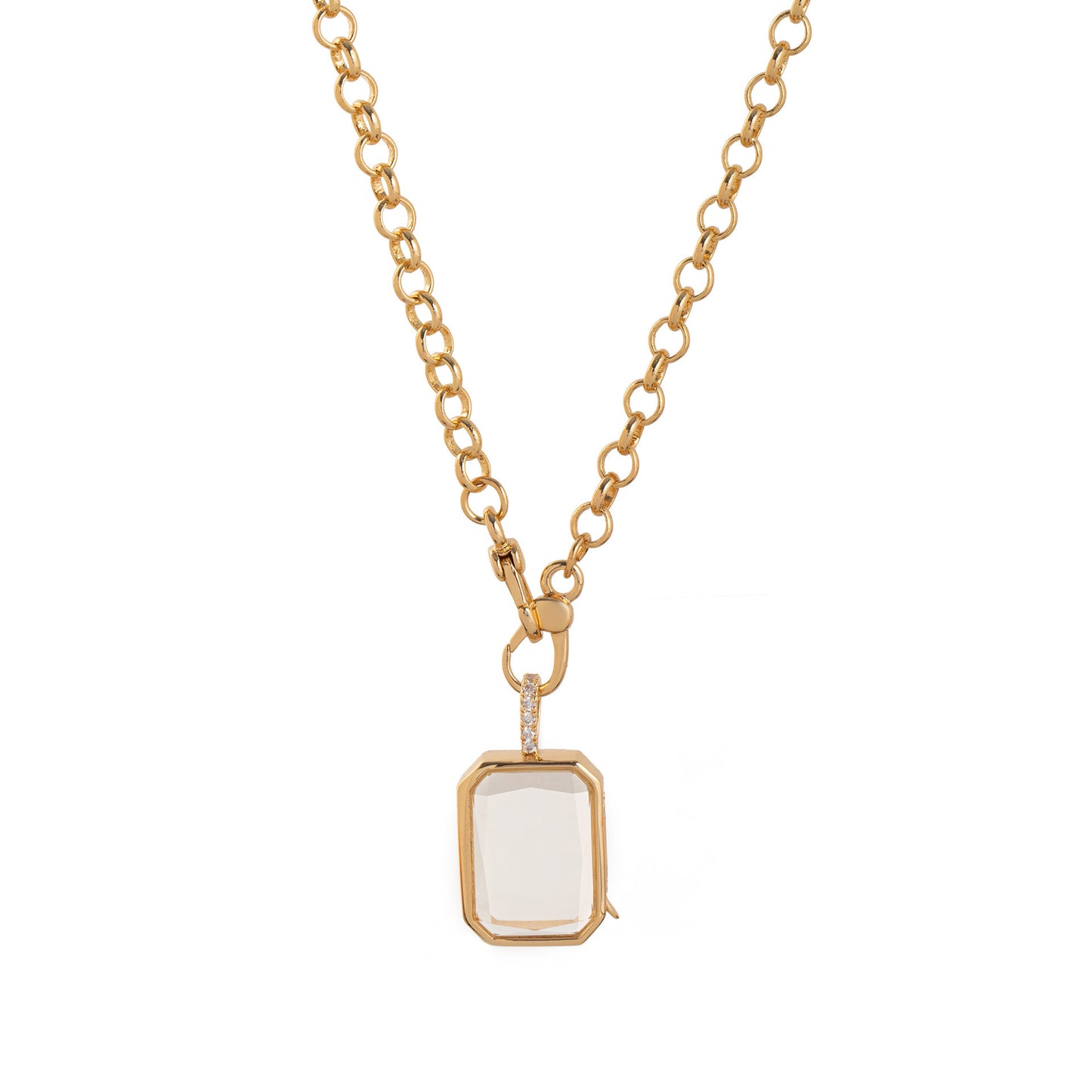 Ciondolo a Medaglione Tondo Geometrico Vintage Placcato Oro 18K in Ottone e Acciaio al Titanio Charm Bar