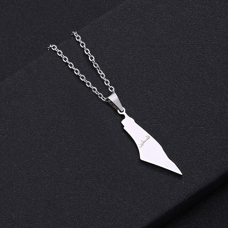 Collar con colgante de letra geométrica para mujer y hombre en acero inoxidable con dije de acero de titanio y acabado galvanizado