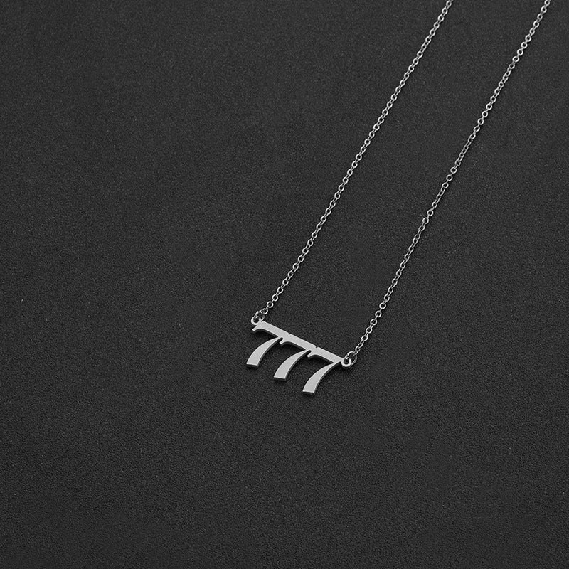 Collana con Ciondolo Numero Fortunato alla Moda per Donna in Acciaio Inossidabile e Acciaio al Titanio con Finitura Placcata Stile Catena Snake Design Numerico Minimalista