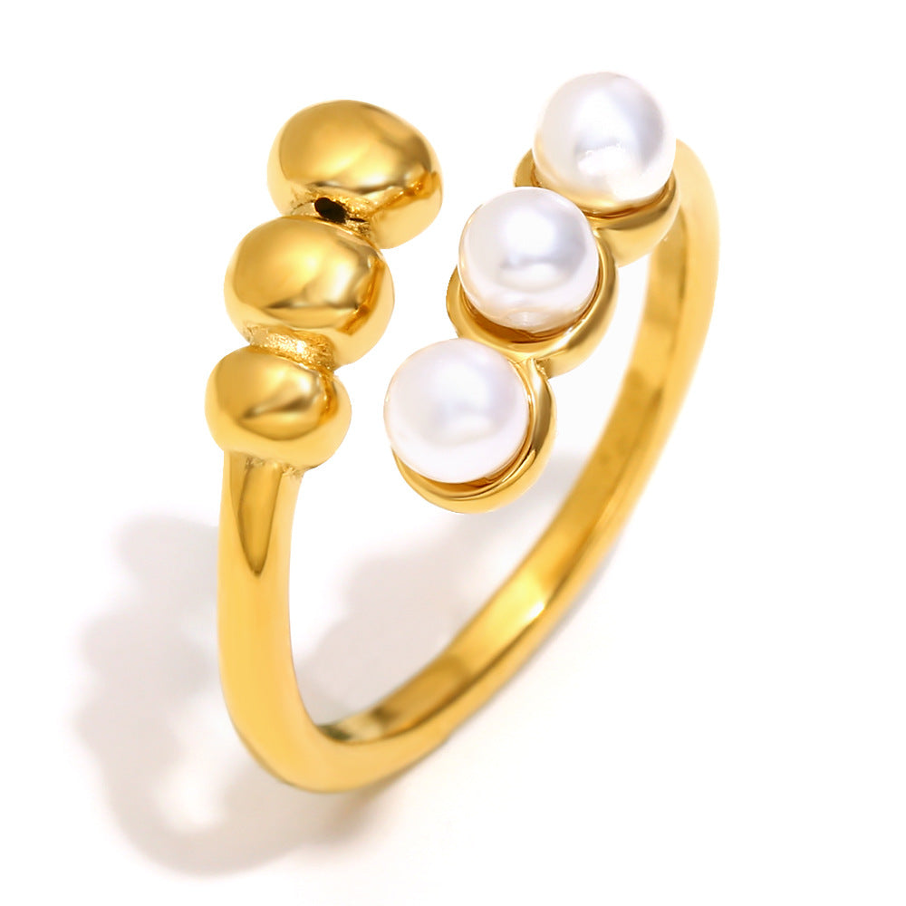 Anello da donna in acciaio inossidabile placcato oro 18 carati con geometria alla moda, gioielli minimalisti in stile francese