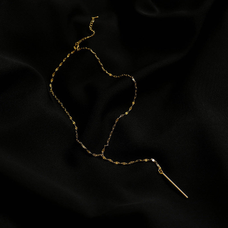Collana minimalista a Y in acciaio titanio con finitura placcata per donna
