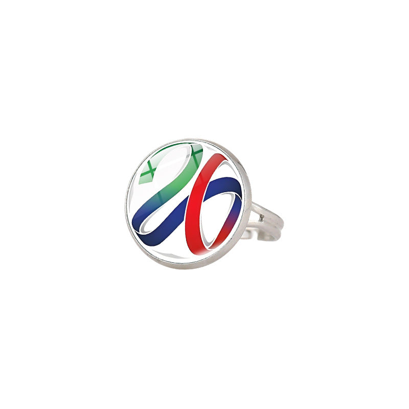 Vintage Sporty Geometric Alloy Plated Ring Unisex World Cup Trophy Pattern Jewelry