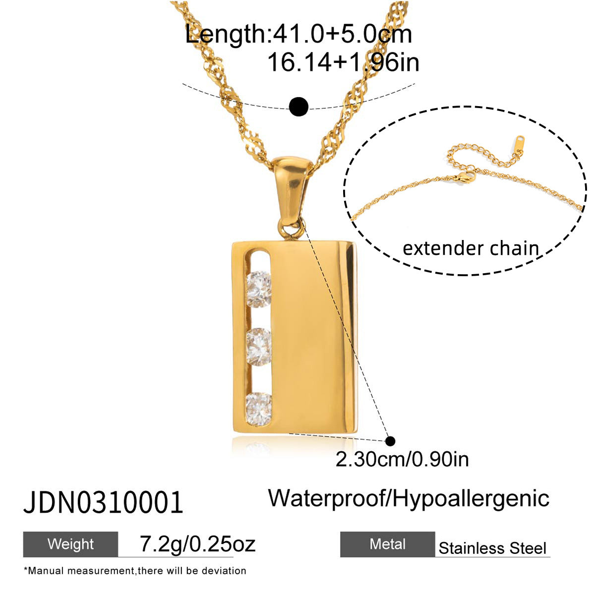 Collana con Pendente Geometrico in Acciaio Inossidabile con Ciondolo in Acciaio al Titanio e Finitura Placcata per Donna