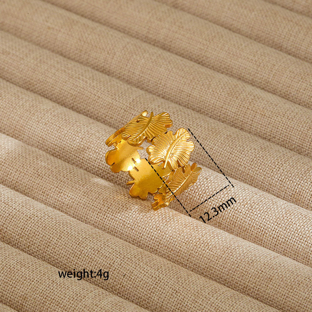 Anillo abierto irregular de acero inoxidable para mujer con baño de oro de 18K, diseños geométricos de corazón, estrella, letras y constelaciones