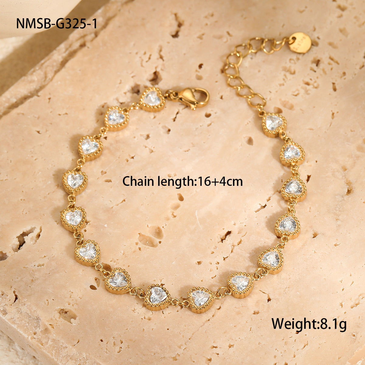 Pulsera de acero inoxidable con forma de corazón, adornada con diamantes de imitación, estilo vintage de lujo para mujer, con acabado chapado