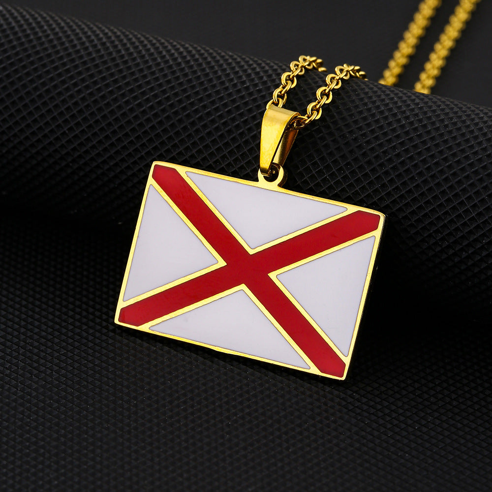 Collana con Ciondolo Geometrico Minimalista in Acciaio Inox con Finitura Smaltata per Moda Unisex e Abbigliamento Casual