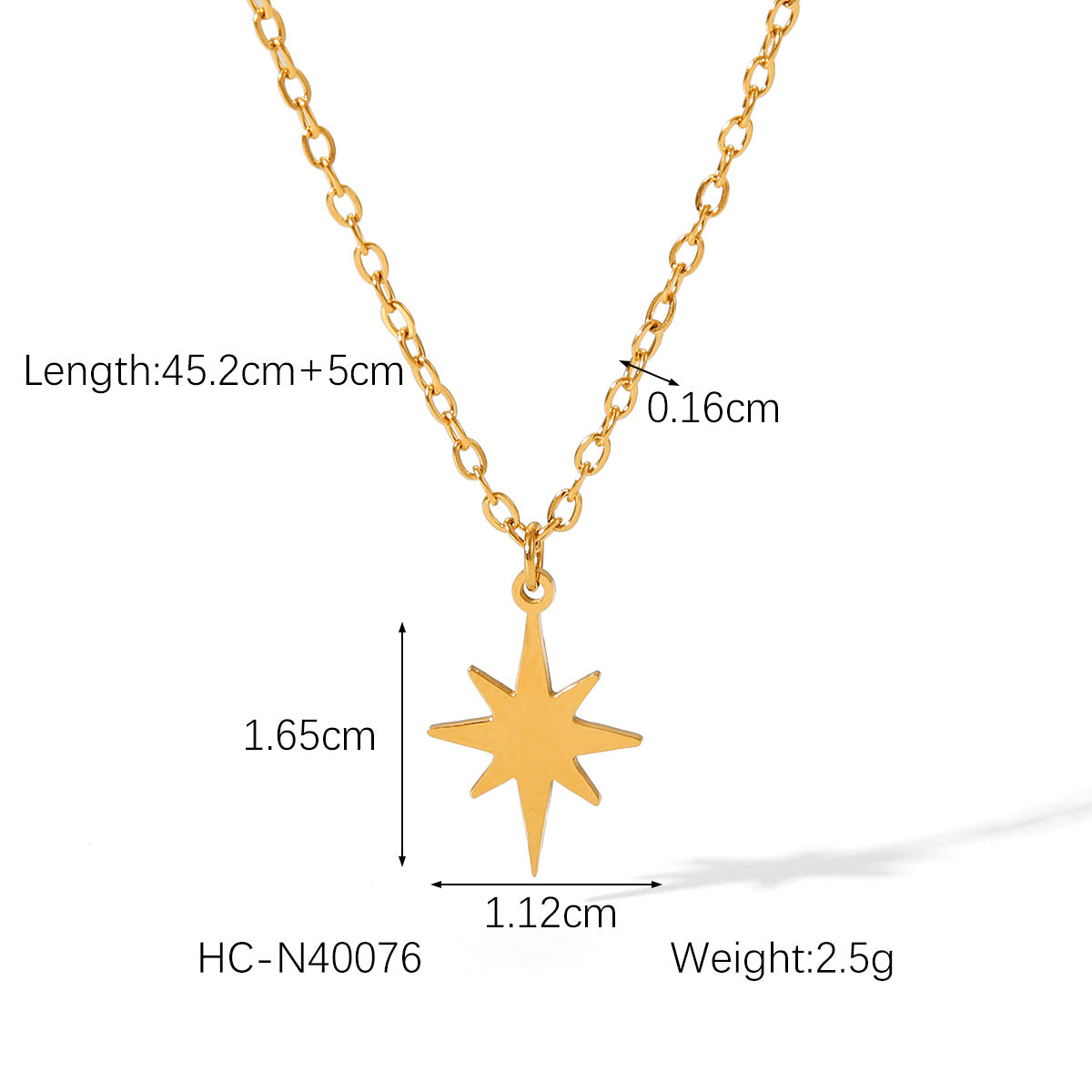 Collana pendente a stella a otto punte con girasole in acciaio al titanio placcato oro 18 carati stile Ins da donna