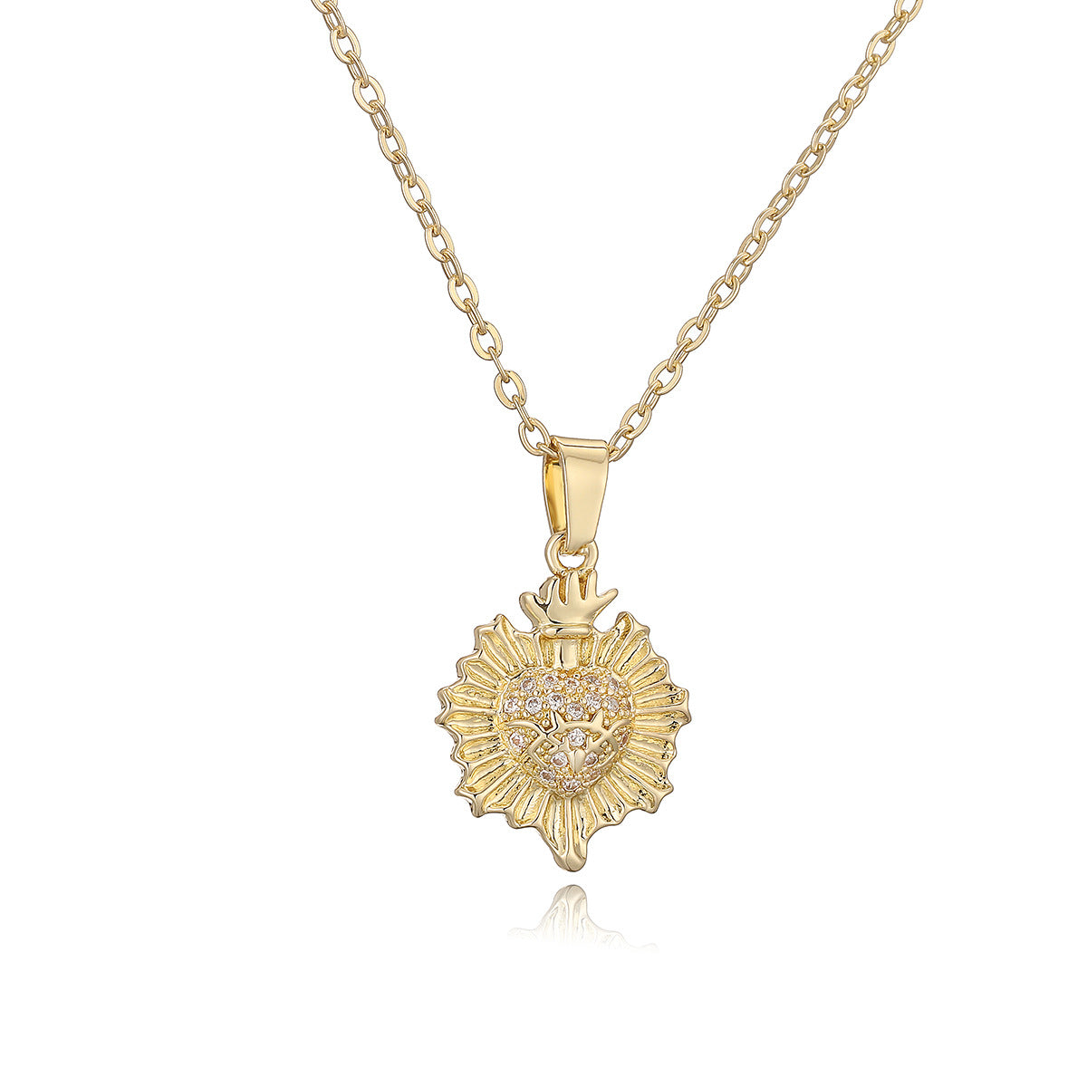 Collana Clavicola Minimalista Geometrica da Donna con Base in Rame Placcata in Oro Vero e Intarsio di Zirconi