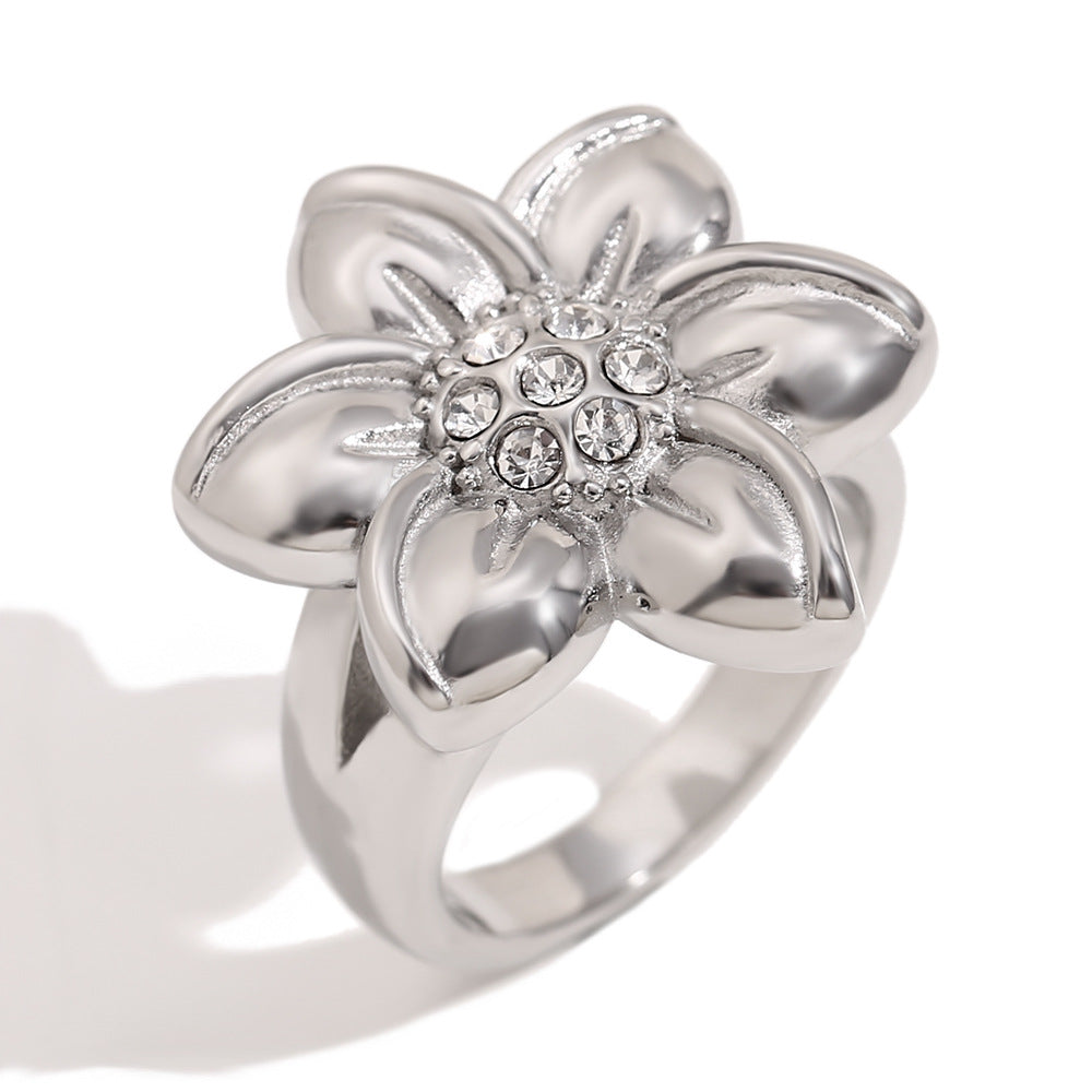 Vintage Elegant 18K Gold Plated Stainless Steel Oval Floral Geometric Ring for Women