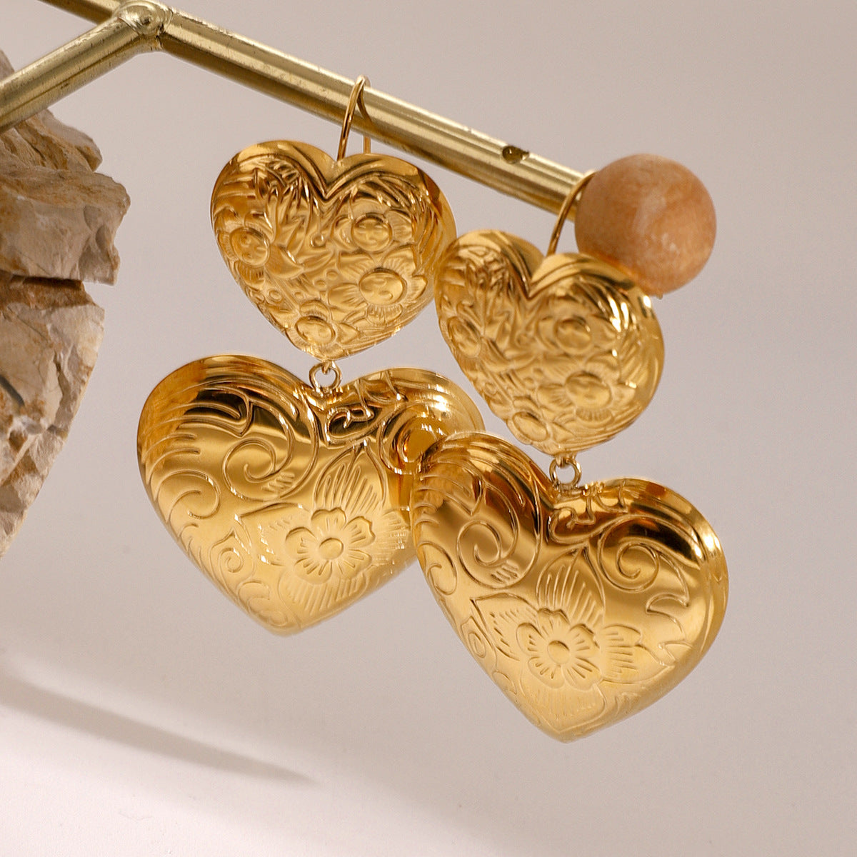 Heart Shaped Plated Stainless Steel Earrings for Women
