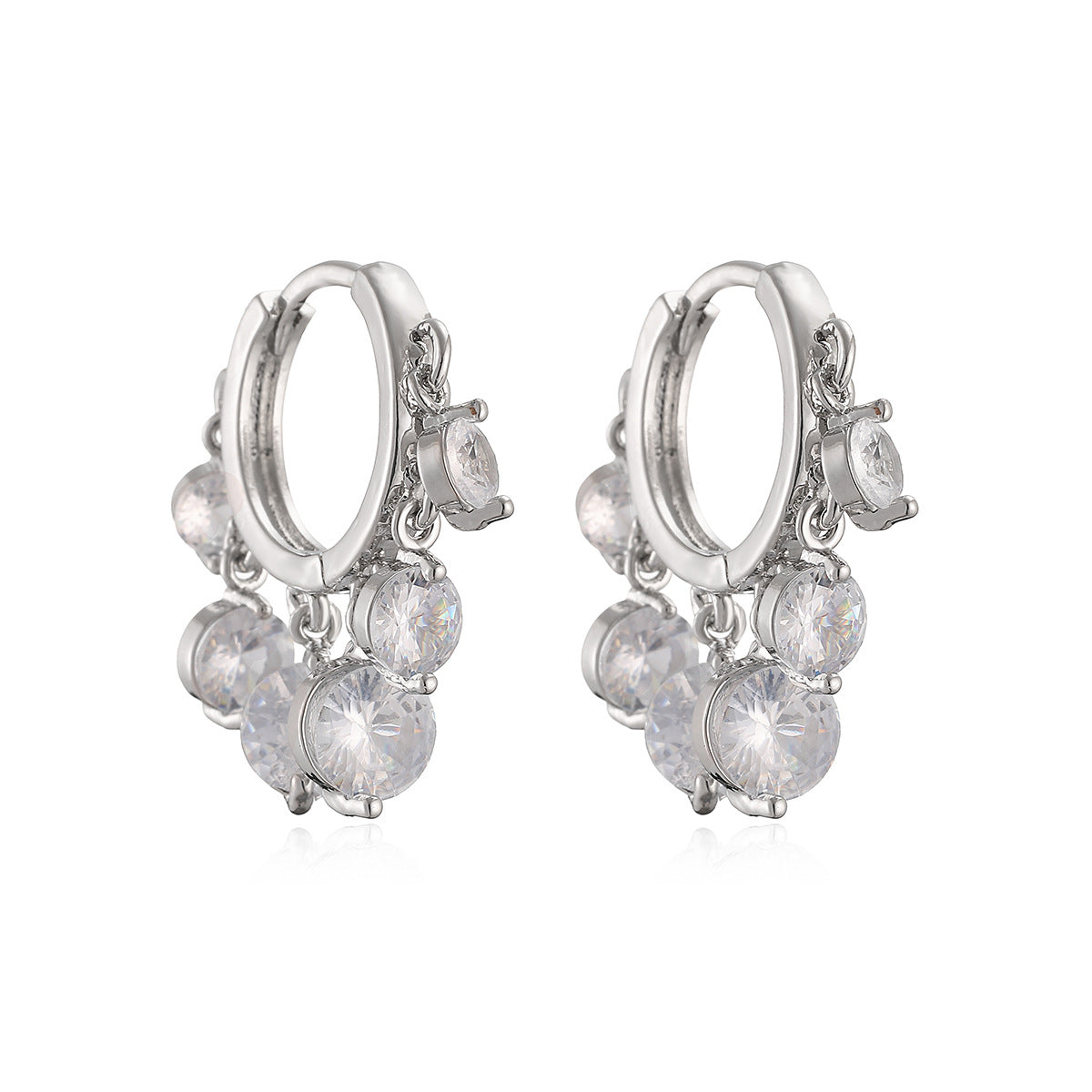 Minimalist Elegant Geometric Brass Gold Plated Cubic Zirconia Earrings for Women
