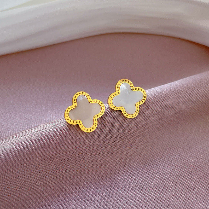 Minimalist Sweet Geometric Titanium Steel Plated Stud Earrings