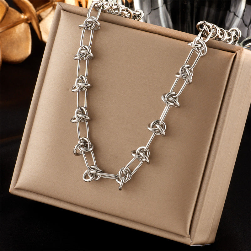 Collana e braccialetto unisex in acciaio al titanio placcato in stile punk con catena robusta