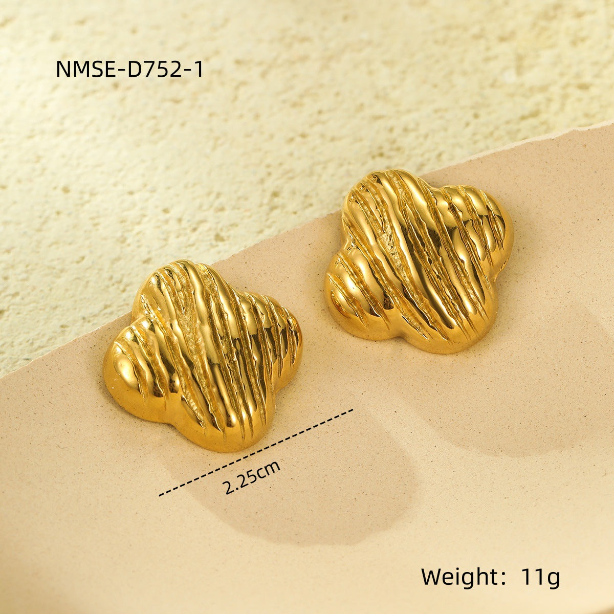 Orecchini a perno geometrici cavi a quadrilatero irregolare minimalisti francesi vintage da donna in acciaio inossidabile placcato oro 18 carati