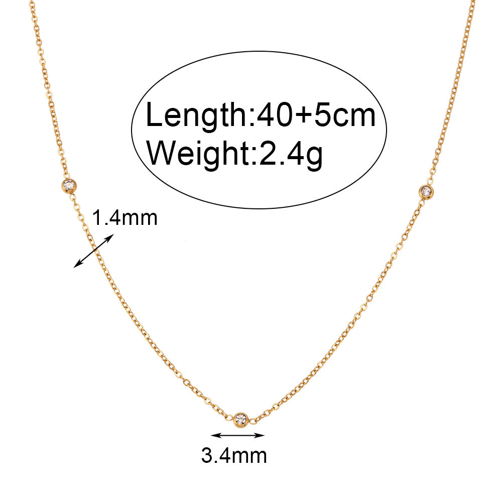 Minimalist Fashion Stainless Steel Micro-Paved Round Ball Necklace with Electroplated Finish for Women