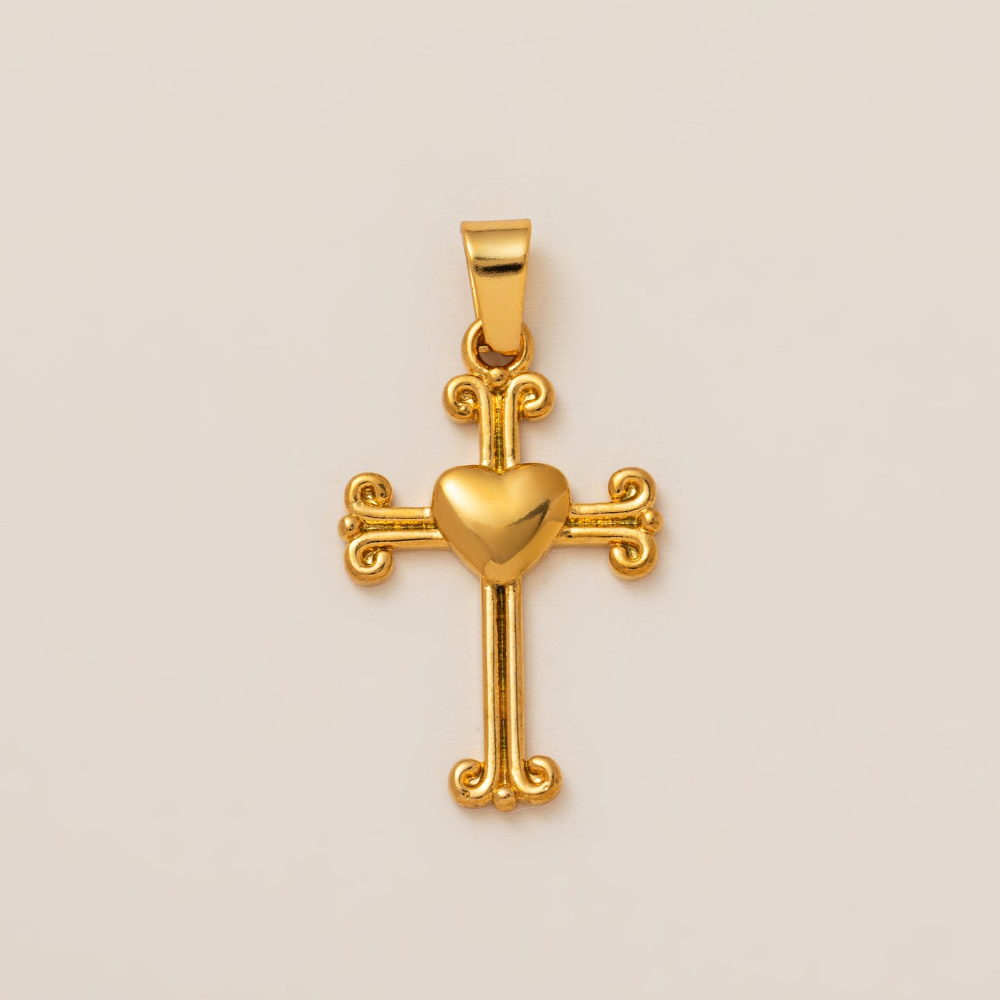 Minimalist 18K Gold Plated Titanium Steel Cross Charm Bar