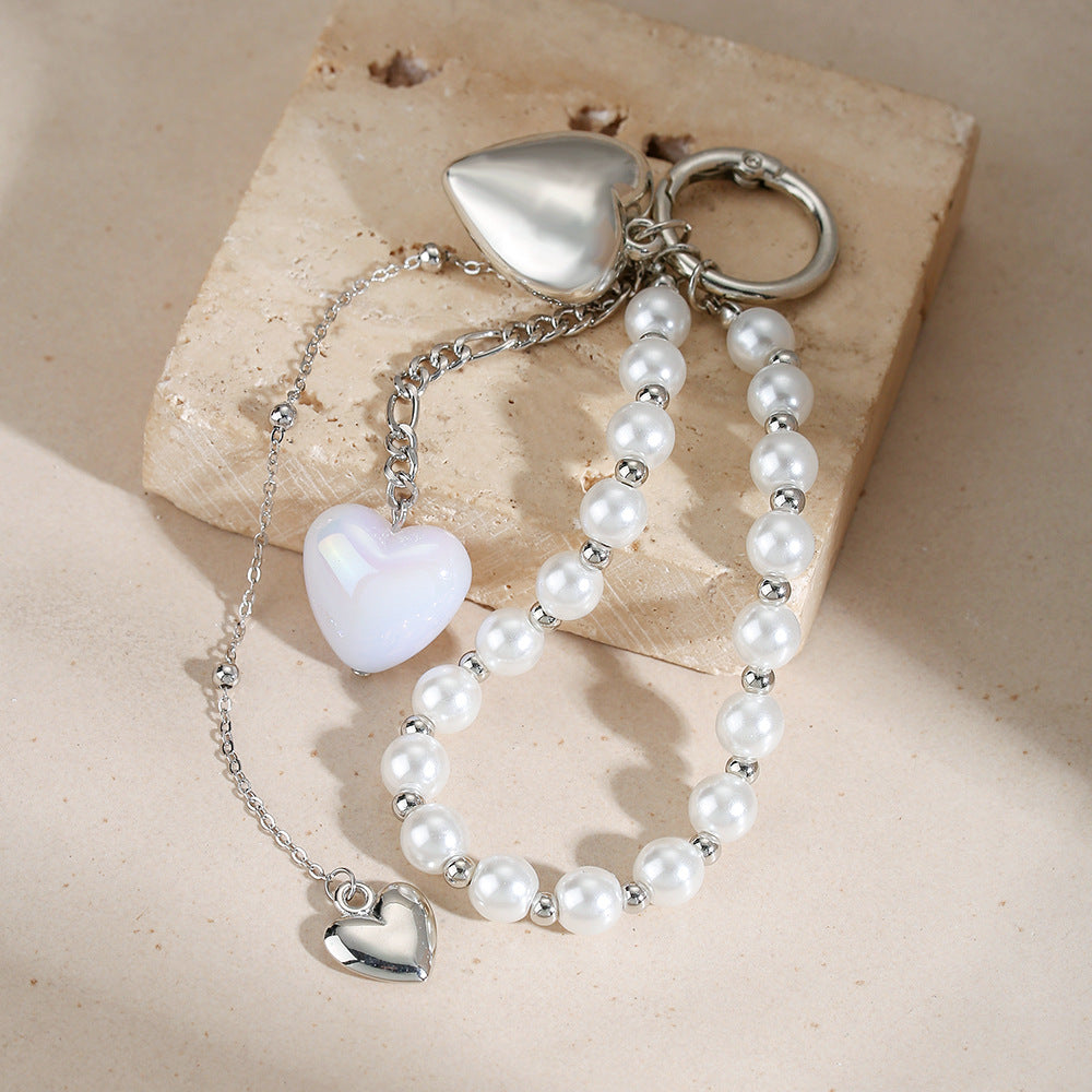 Minimalist Sweet Heart Teardrop Acrylic Keychain with Plated Finish for Women