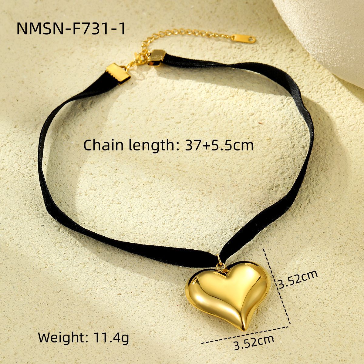 Collana con ciondolo a cuore vintage in acciaio inossidabile placcato oro 18 carati con cordino cerato da donna