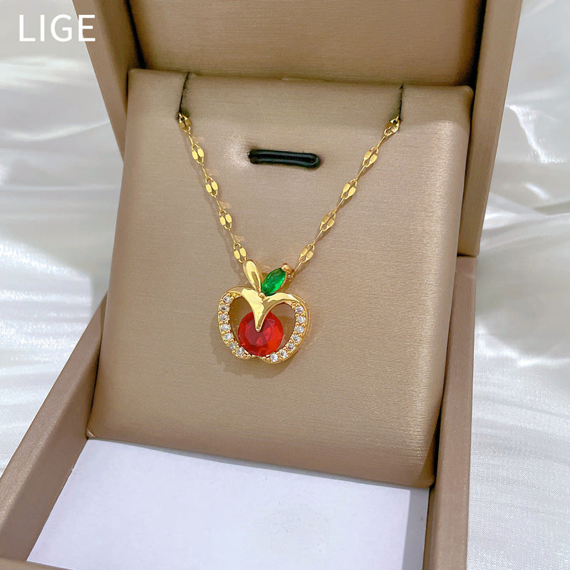 Collana con ciondolo geometrico di lusso con strass da donna e uomo, catena in acciaio inossidabile, stile naturale