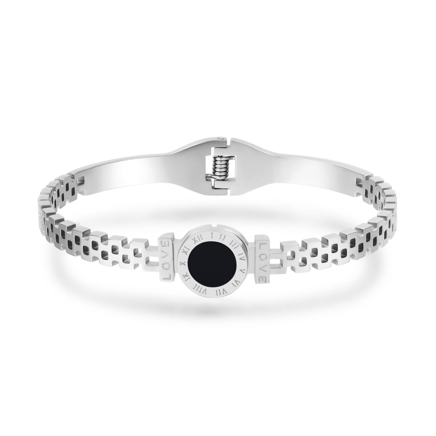 Minimalist 18K Gold Plated Round Titanium Steel Watch Style Bracelet