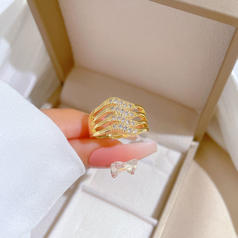 Anillo Ajustable de Latón con Diamantes de Imitación Corona Kawaii para Mujer