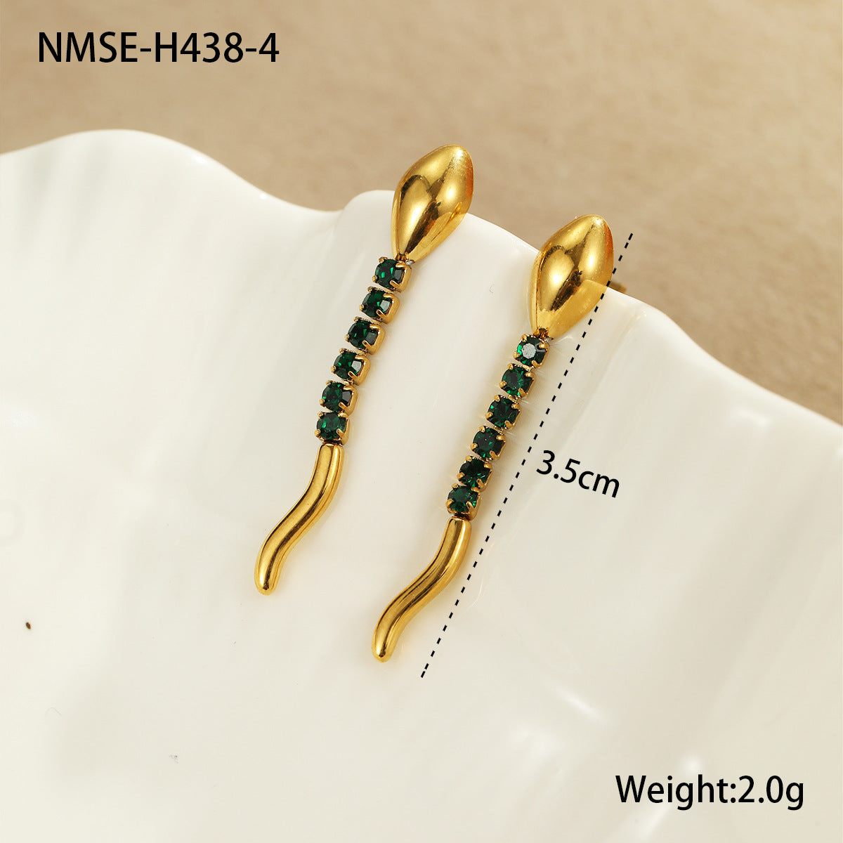Juego de collar y pendientes de lujo con forma de serpiente en acero inoxidable con incrustaciones de pedrería para mujer