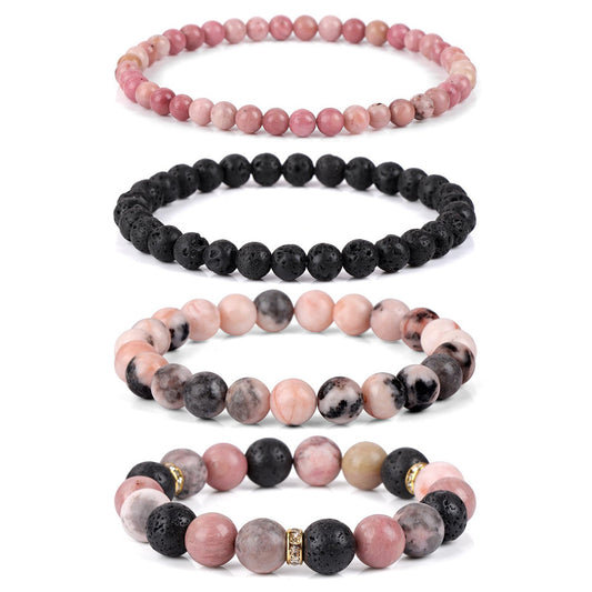 Geometric Natural Stone Beaded Bracelet Set Unisex Handmade Jewelry