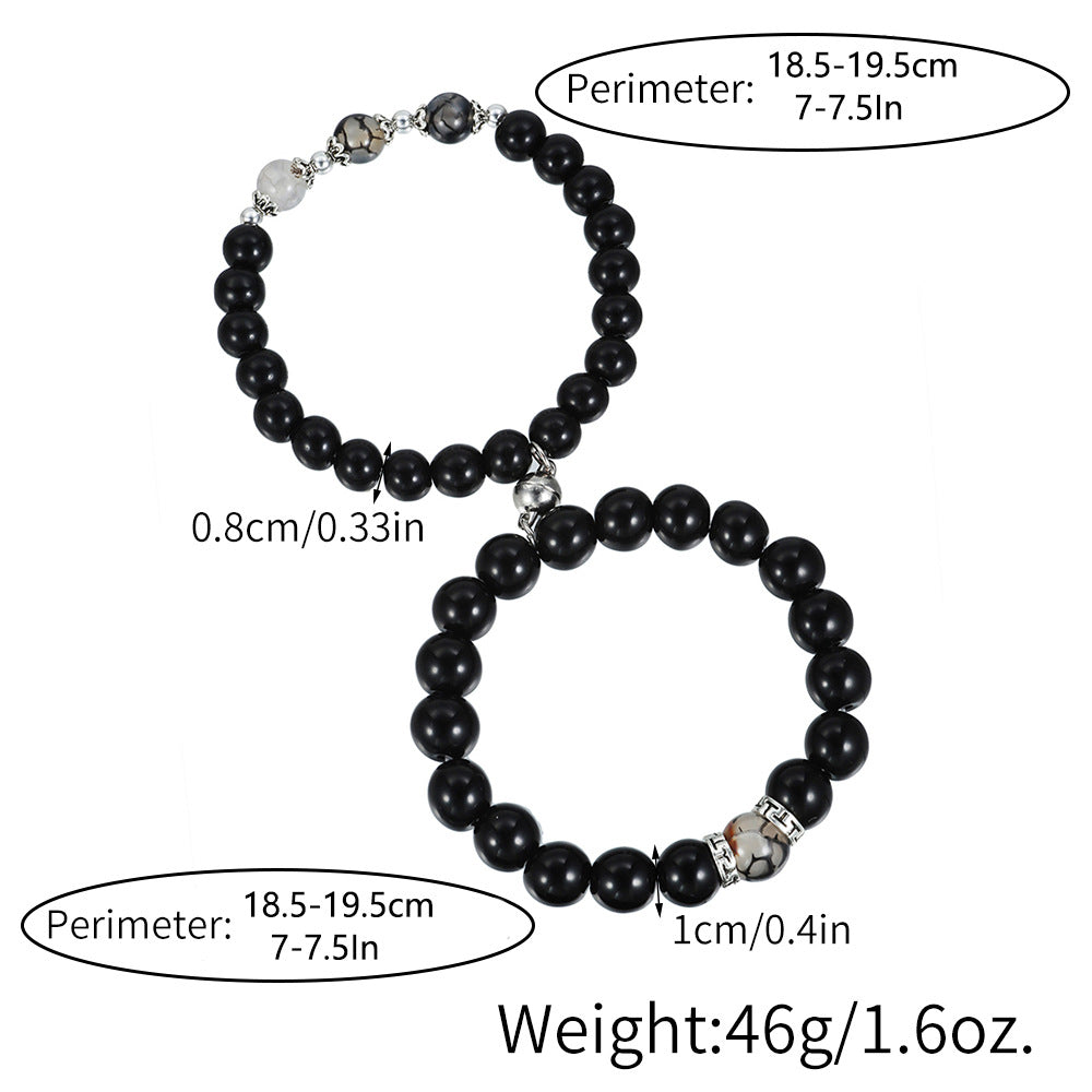 Geometric Round Stone Plated Bracelet Unisex