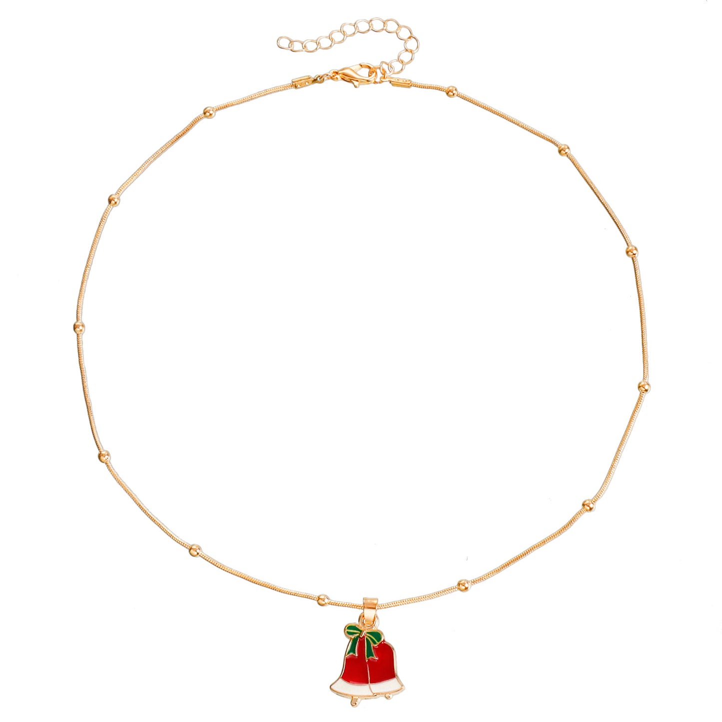 Vintage Christmas Necklace for Women with Geometric Pendant, Electroplated Metal Choker Chain, Santa and Snowflake Enamel Design