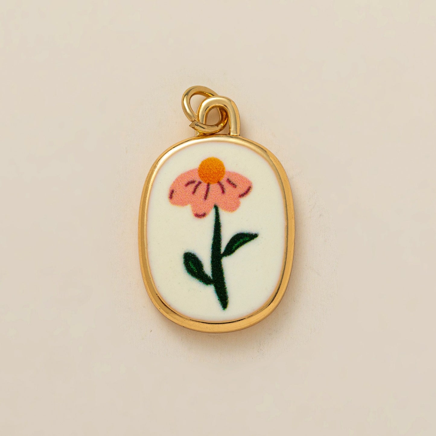 Minimalist Round Floral Brass Plated Shoe Charm Pendant