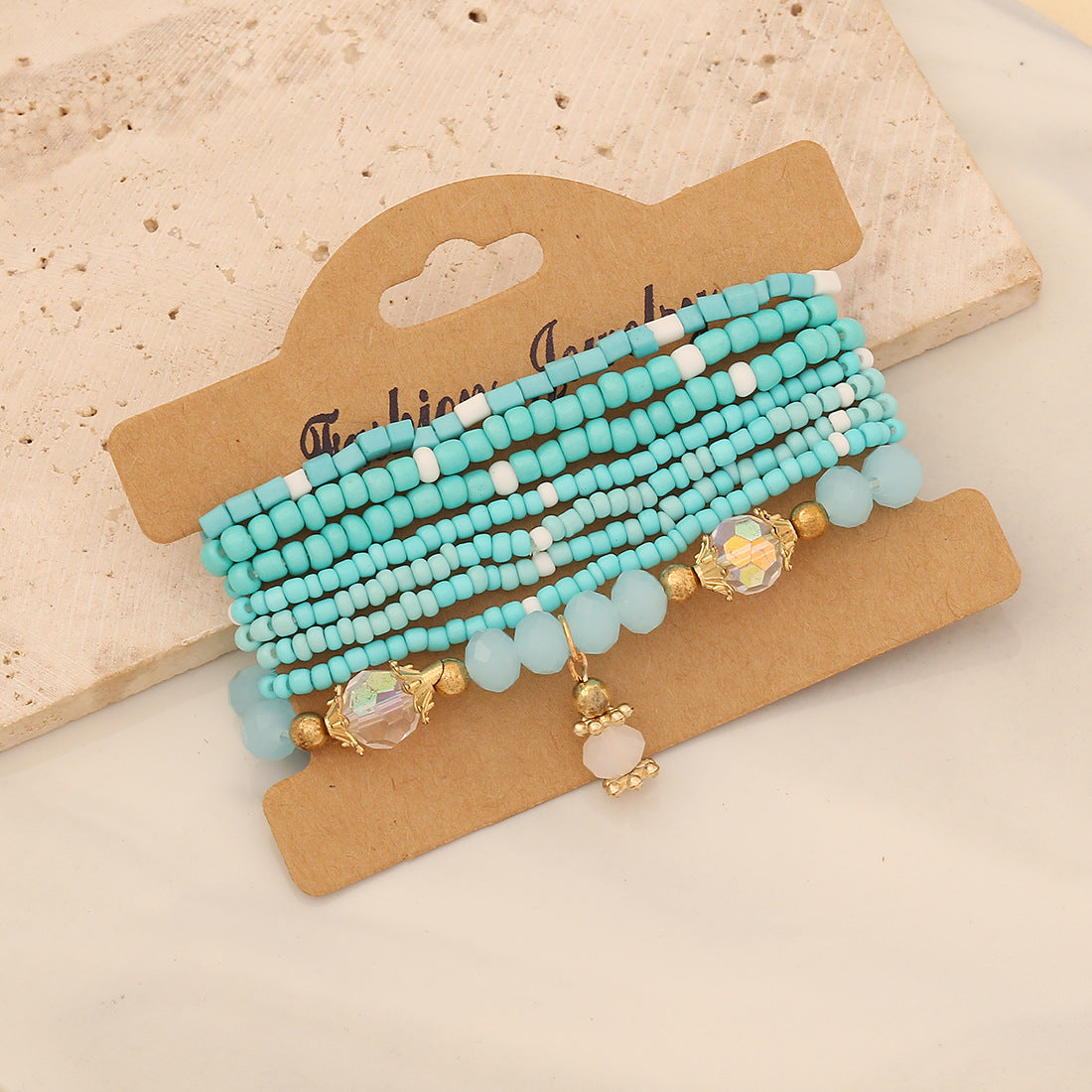 Bohemian Beaded Bracelet with Teardrop-Shaped Glass Beads for Women Handmade Fashion Jewelry