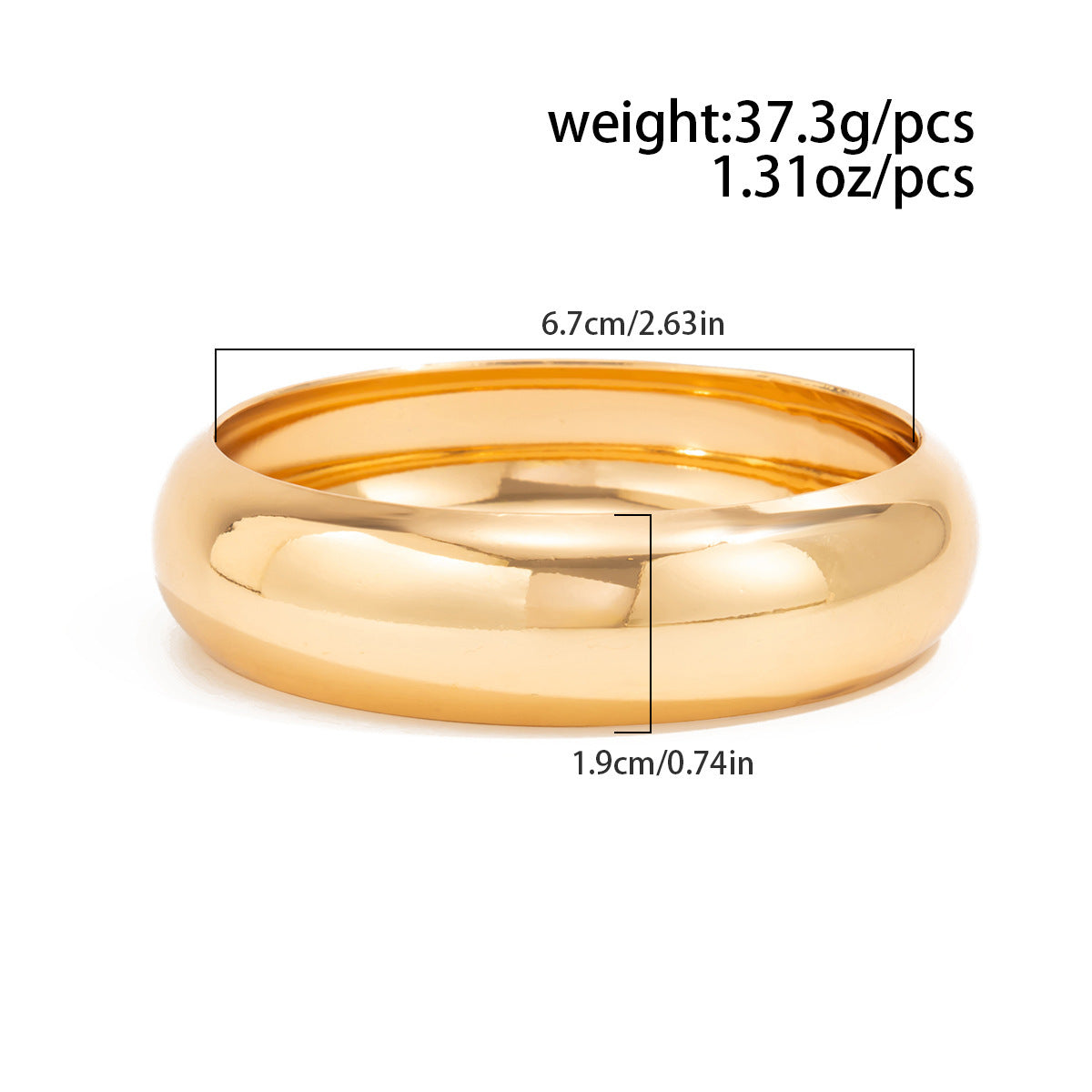 Exaggerated Hip-hop Geometric Round Plated Iron Cuff Bracelet
