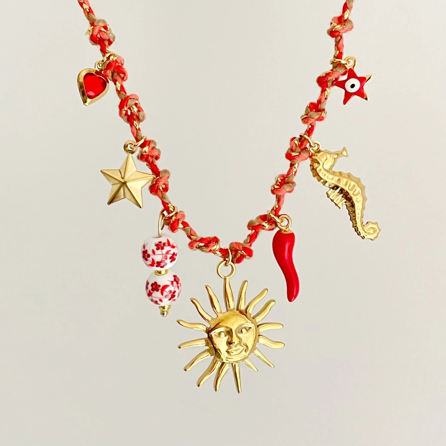 Fresh and Sweet Starfish Pearl Heart Pendant Necklace in Stainless Steel with Plated Finish on Adjustable Cord