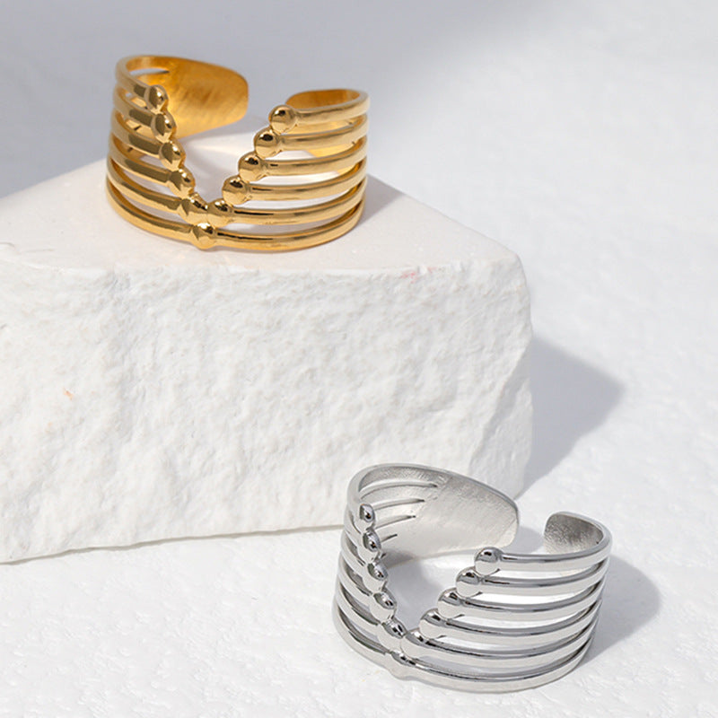 Minimalist Geometric Stainless Steel Open Ring for Women with Plated Finish