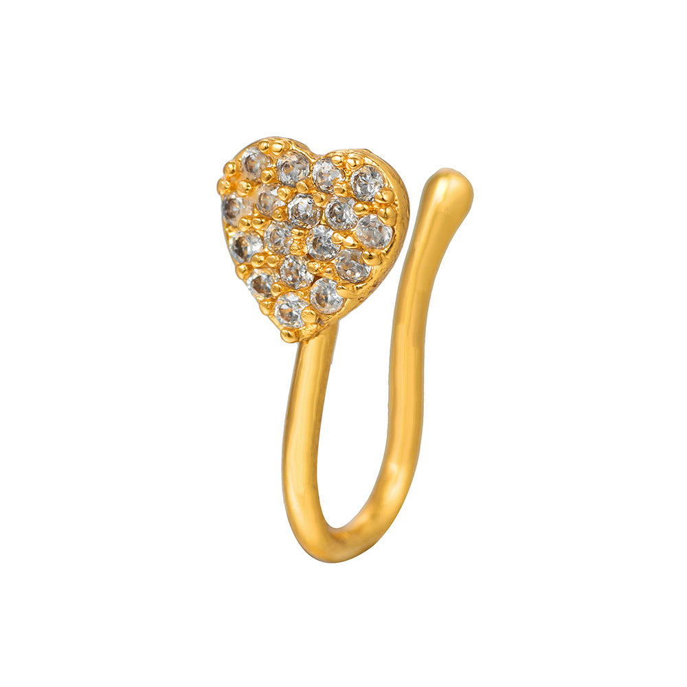 Minimalist Star Geometric Brass Cubic Zirconia Fake Nose Ring for Women