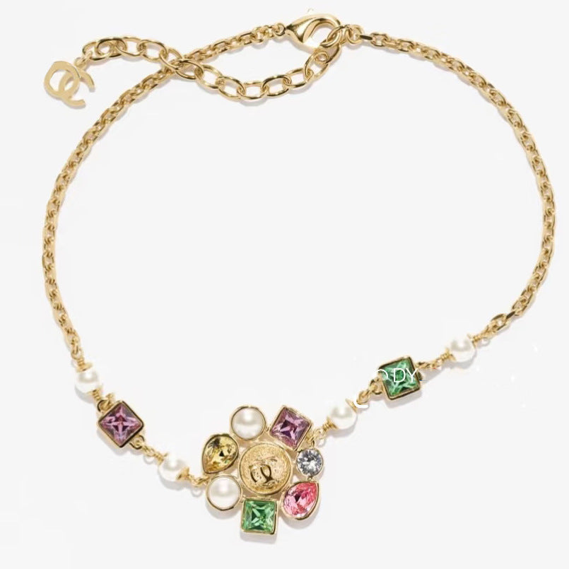 Sweet Elegant Gold Plated Brass Crystal Sunflower Necklace for Women