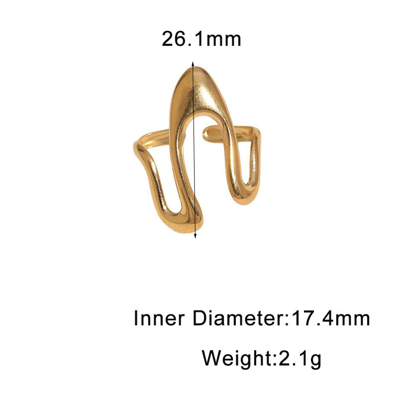 Minimalist Geometric Titanium Steel Open Ring Gold Plated Adjustable Fashion Jewelry for Women