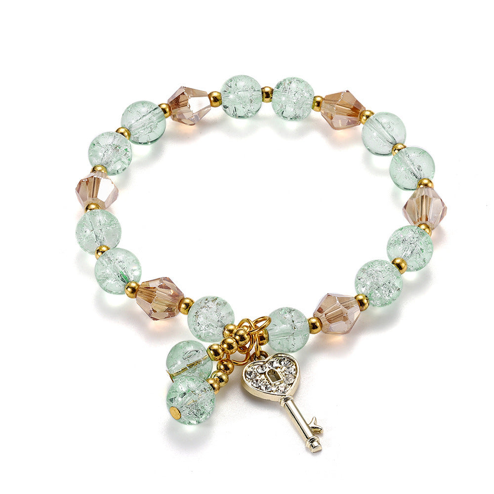 Geometric Key Crystal Glass Polished Bracelet for Women