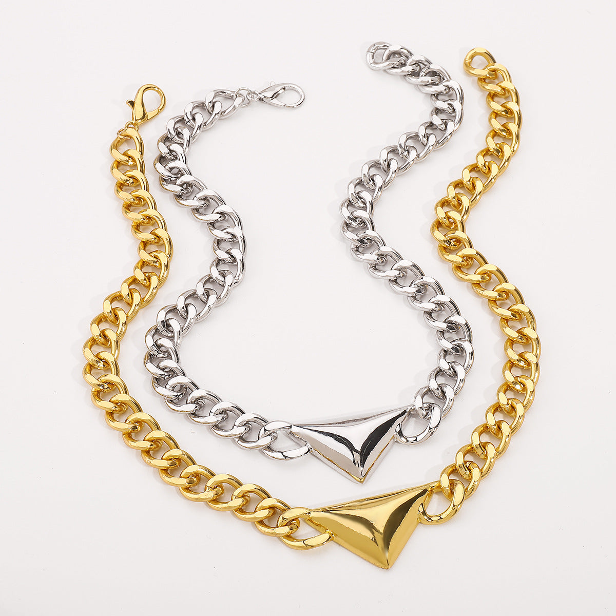 Collar Colgante Geométrico Vintage de Aleación con Acabado Chapado para Mujer