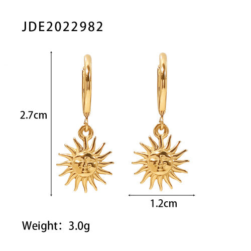 Luxury Elegant Stainless Steel Plated Star Floral Earrings for Women