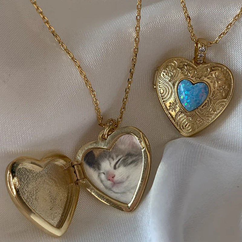 Collana Pendente Minimalista a Cuore in Acciaio al Titanio Placcato Oro per Donna e Uomo