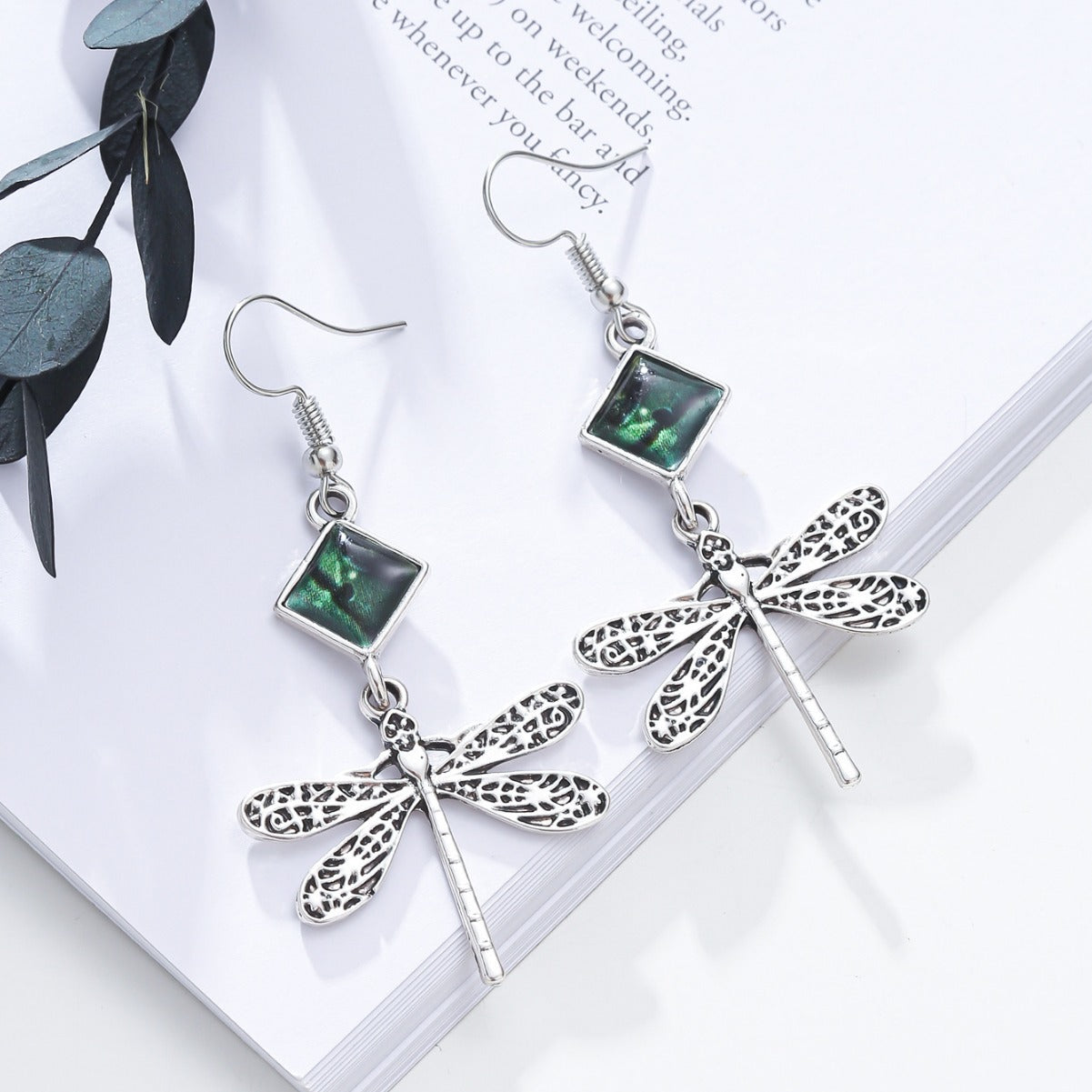 Minimalist Dragonfly Earrings in Alloy with Enamel Finish, Geometric Insect Design for Women