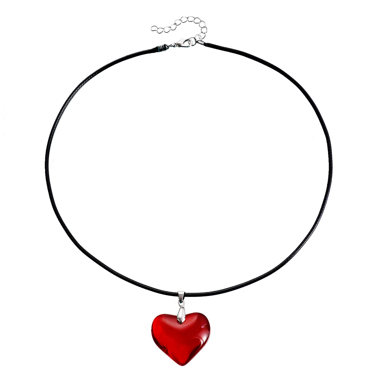 Minimalist Black Large Heart Pendant Necklace for Women Alloy with Electroplating Finish on Leather Cord