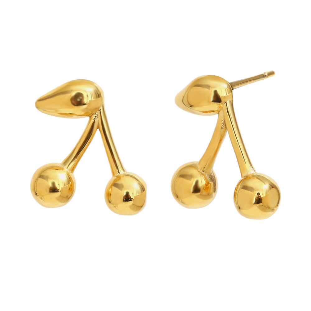 Fashion Cherry Pendant Necklace with Stainless Steel Chain and 18K Gold Plating for Women