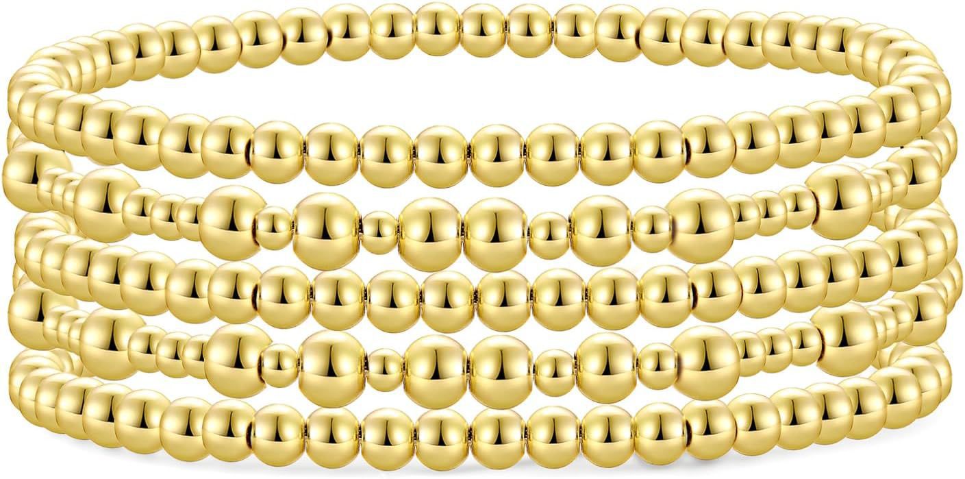 Bohemian Minimalist Geometric Plated Alloy Cuban Link Chain Pearl Bracelet Set for Women