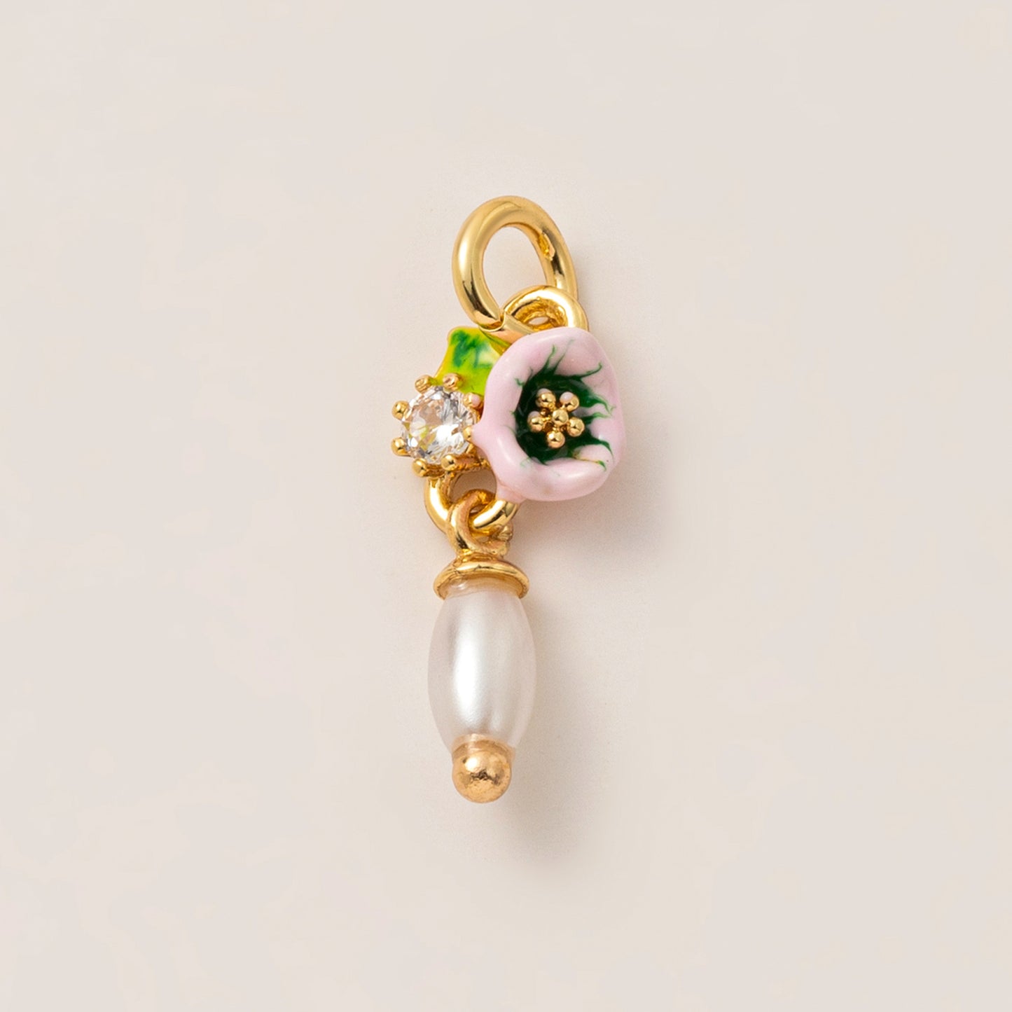Ciondolo charm a barra vintage placcato oro 18K con pianta di frutta