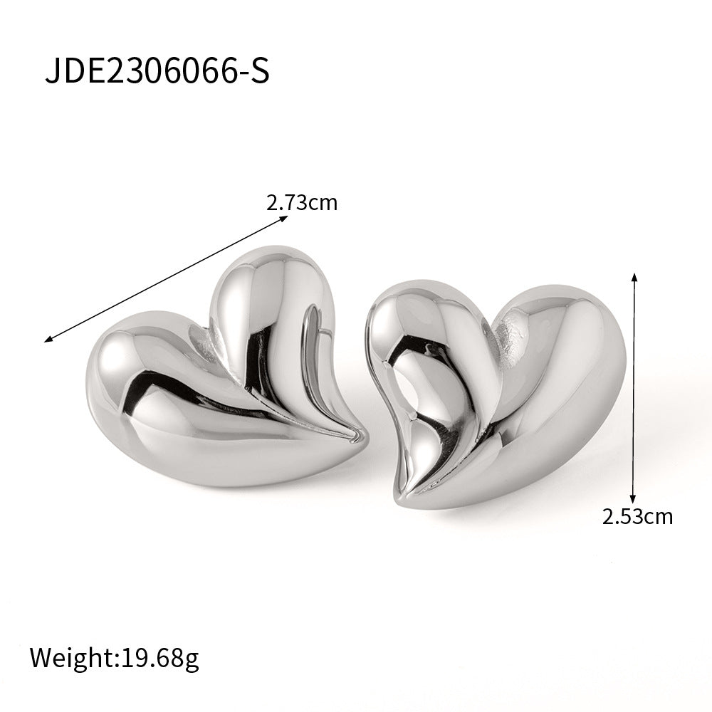 Orecchini Minimalisti da Donna a Cuore in Acciaio Inossidabile Placcati Oro 18K