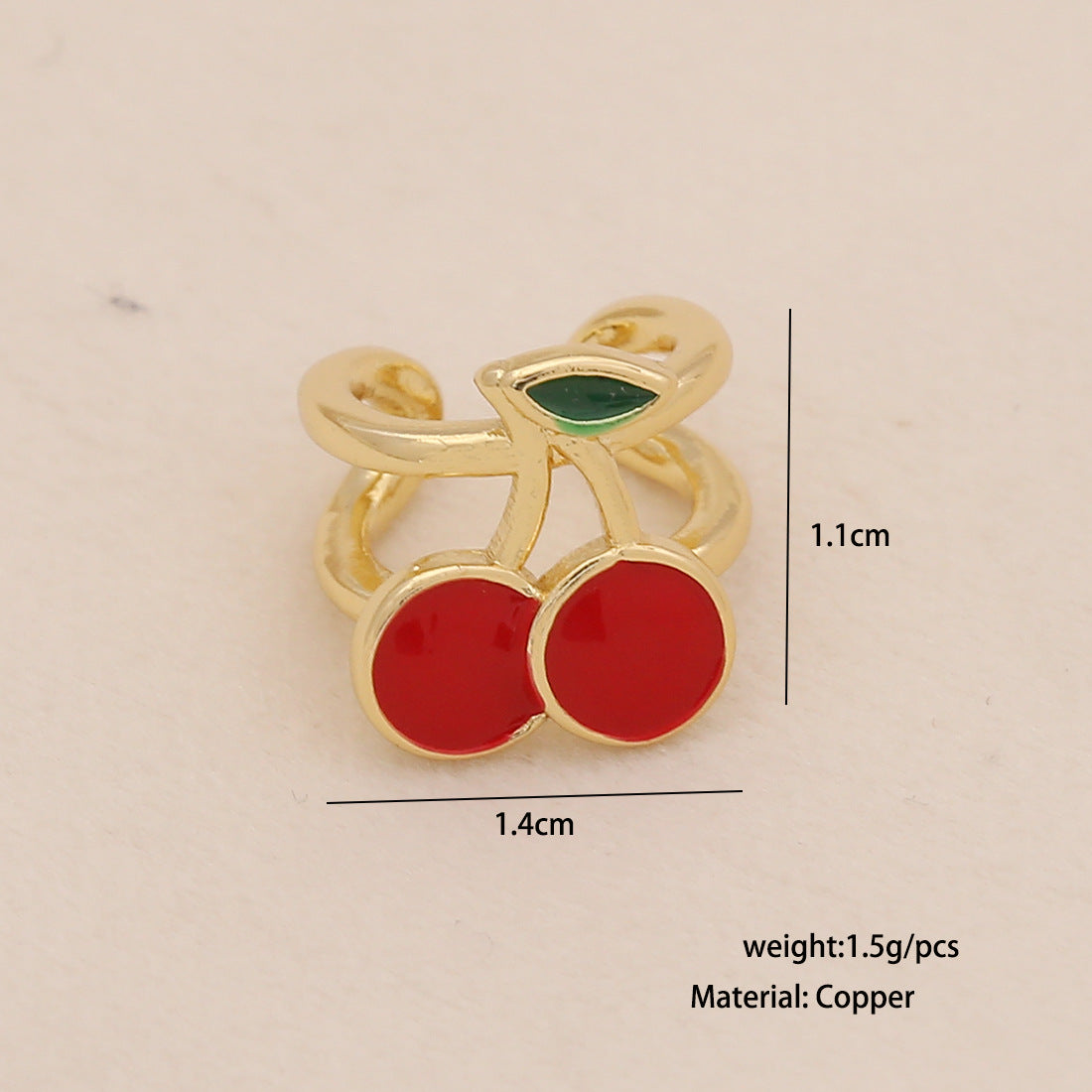 Cute Fruit-Shaped Enamel Cherry Strawberry Apple Stud Earrings for Women in Copper
