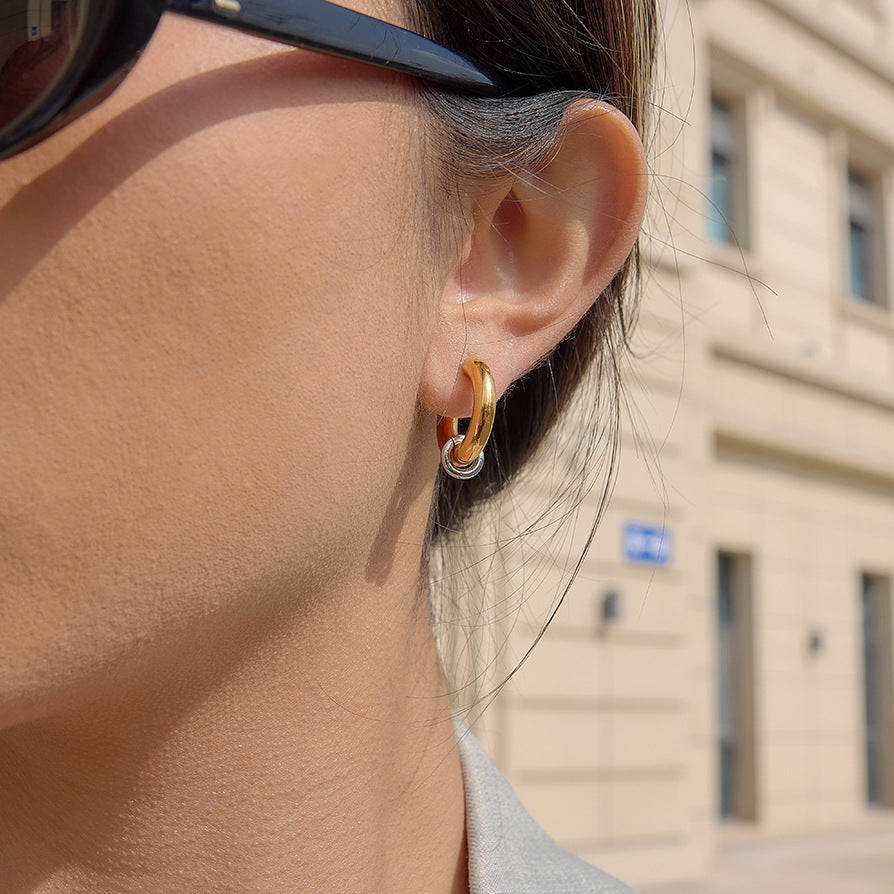 Minimalist Geometric C-Shaped Stainless Steel Plated Hoop Earrings for Women