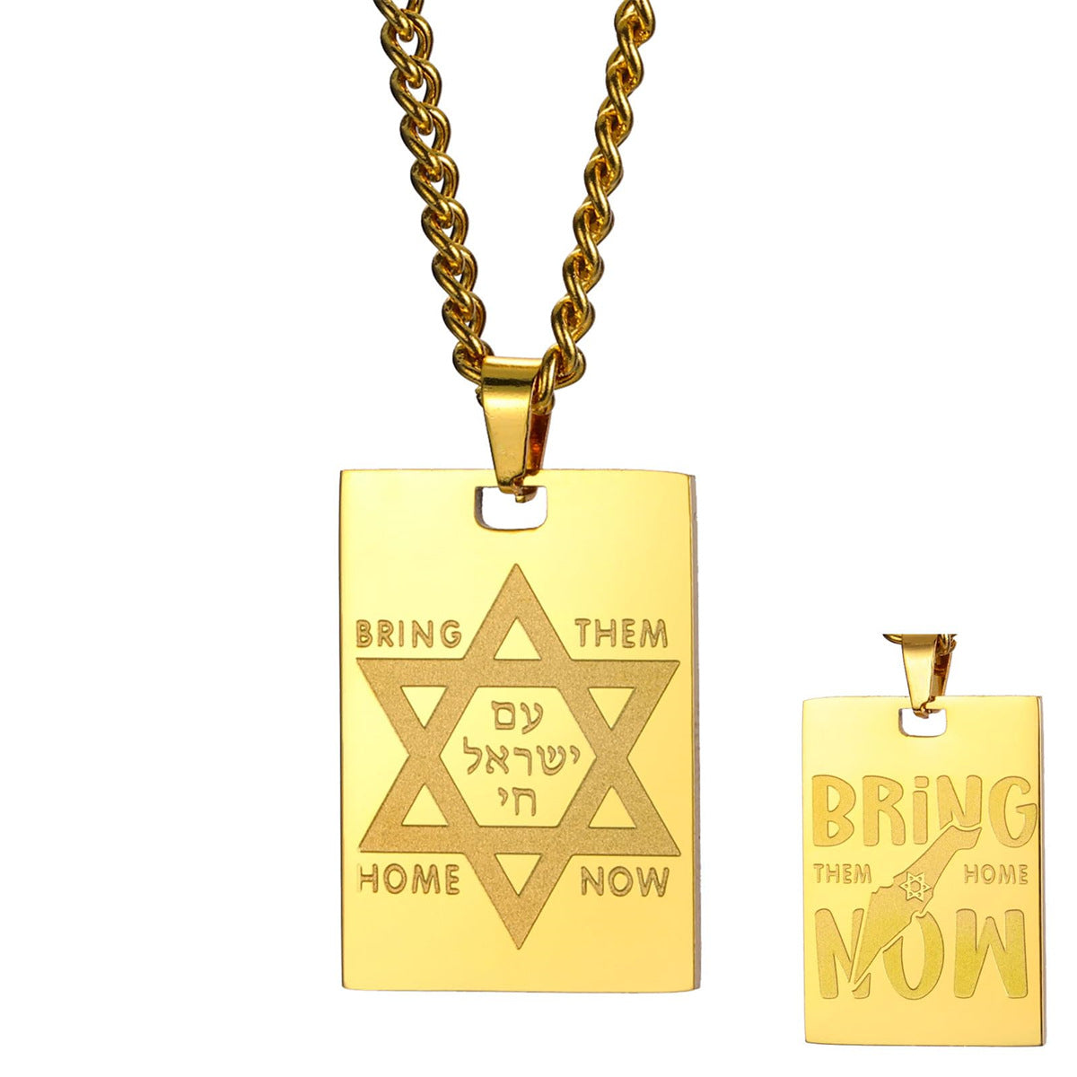 Collar personalizado con la Estrella de David en acero inoxidable con colgante de acero de titanio y acabado galvanizado para uso unisex
